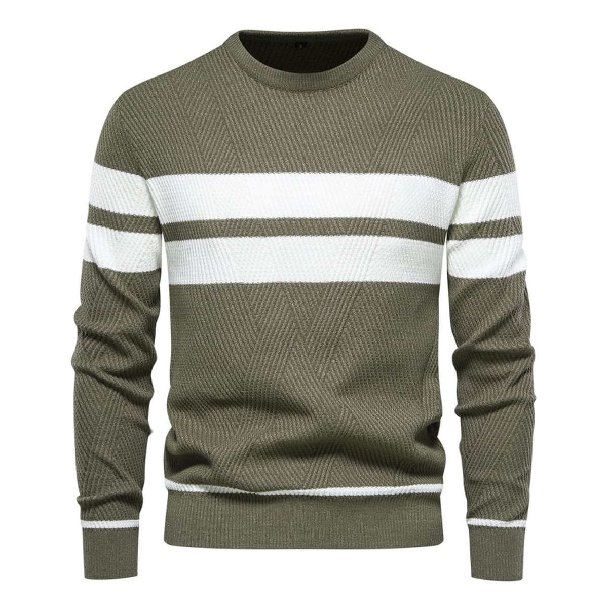 Men's Crew Neck Pullover Striped Sweater