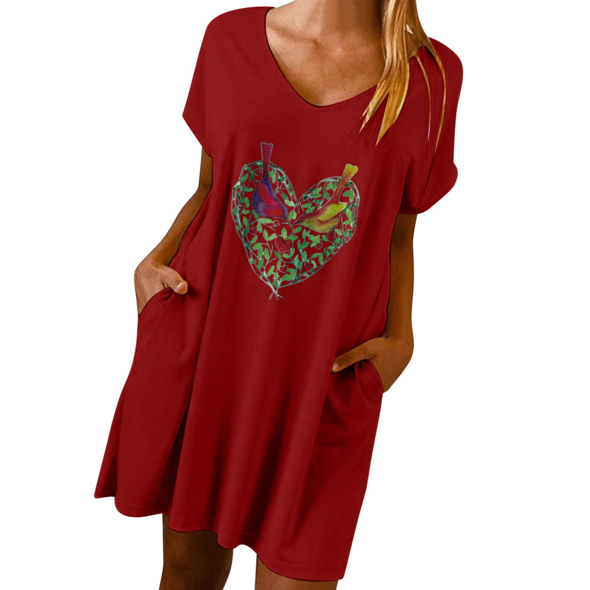 Valentine's Day Dress Loose V-neck Dress for Women