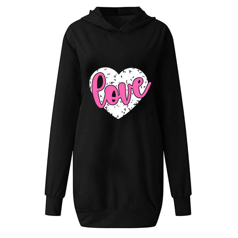 Valentine's Day Dress Autumn and Winter Hooded Printed Sweater Dress Women's Clothing