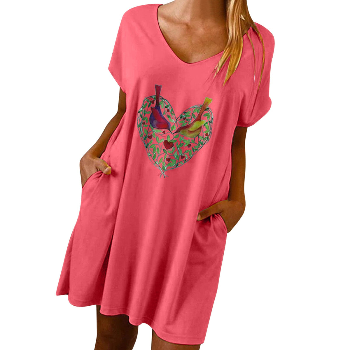 Valentine's Day Dress Loose V-neck Dress for Women