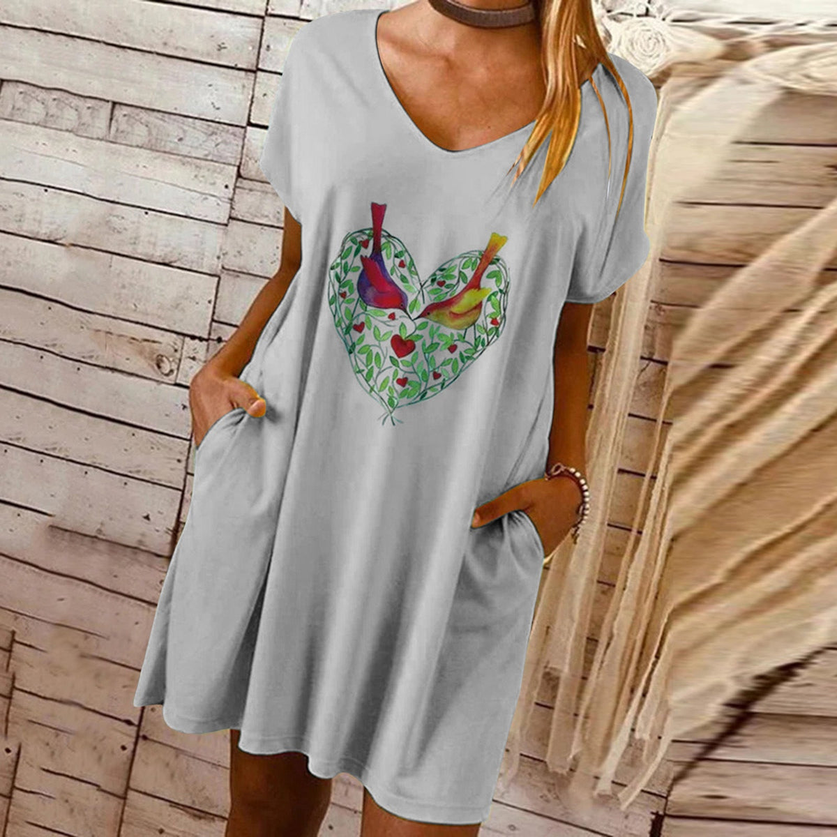 Valentine's Day Dress Loose V-neck Dress for Women