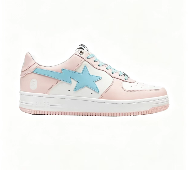 BAPE STA Pastel Pink & White Low-Top Sneakers | Aqua Star