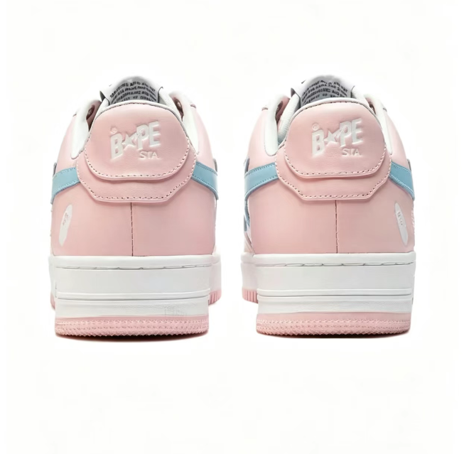 BAPE STA Pastel Pink & White Low-Top Sneakers | Aqua Star
