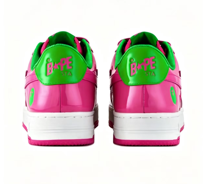 BAPE STA Pink & Green Star Low-Top Sneakers