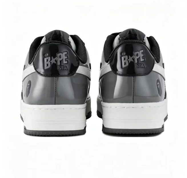 BAPE STA Grey & Black Low-Top Sneakers | Light Grey Star