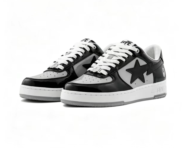 BAPE STA Black & Grey Star Low-Top Sneakers
