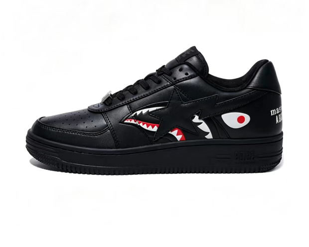 BAPE STA Black Shark Graphic Low-Top Sneakers | mastermind Lettering