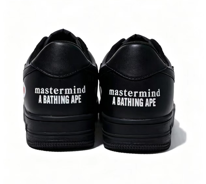 BAPE STA Black Shark Graphic Low-Top Sneakers | mastermind Lettering