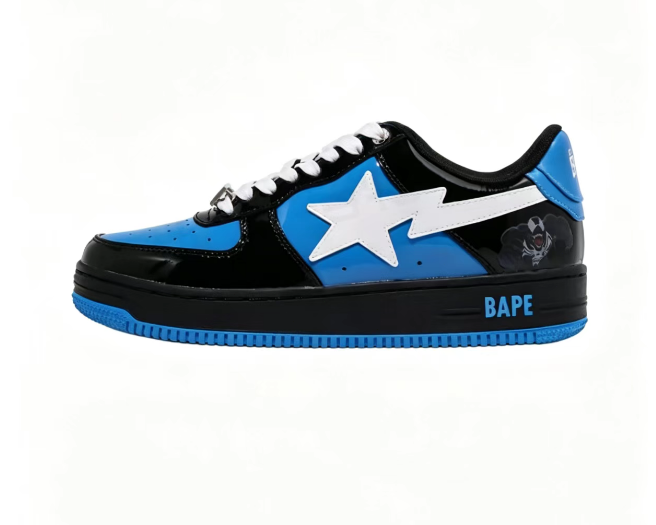 BAPE STA Marvel Graphic Low-Top Sneakers | Black & Blue