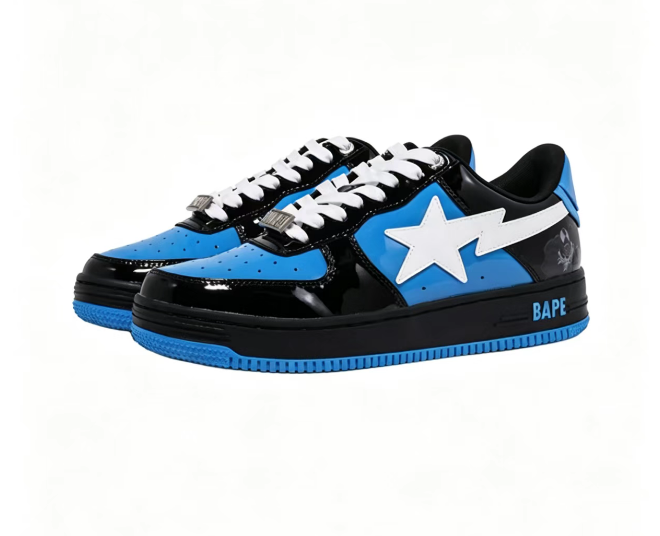 BAPE STA Marvel Graphic Low-Top Sneakers | Black & Blue