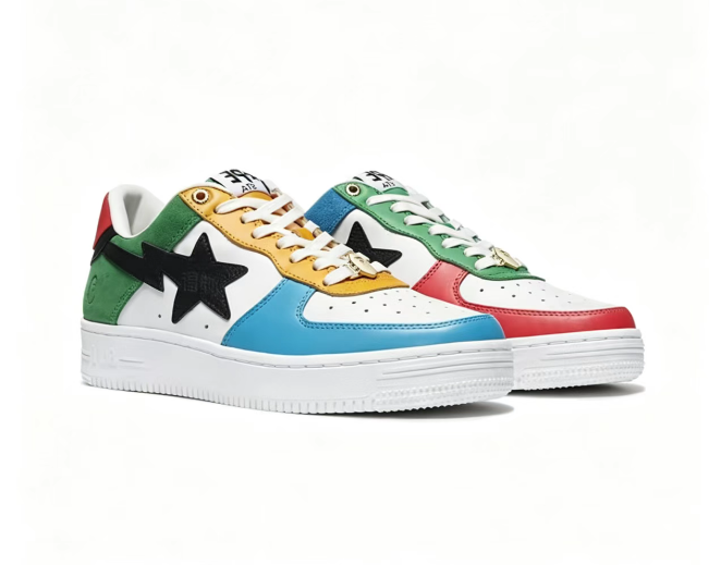 BAPE STA Mismatched Multicolor Low-Top Sneakers