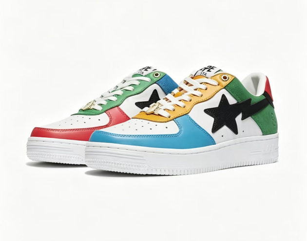 BAPE STA Mismatched Multicolor Low-Top Sneakers