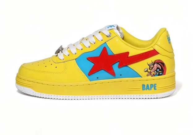 BAPE STA Marvel Graphic Color-Block Low-Top Sneakers