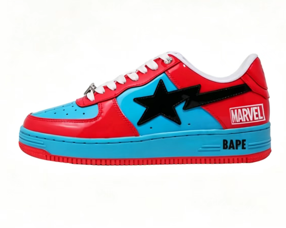 BAPE STA Marvel Graphic Color-Block Low-Top Sneakers