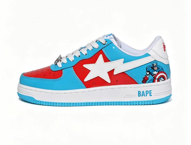 BAPE STA Marvel Graphic Color-Block Low-Top Sneakers