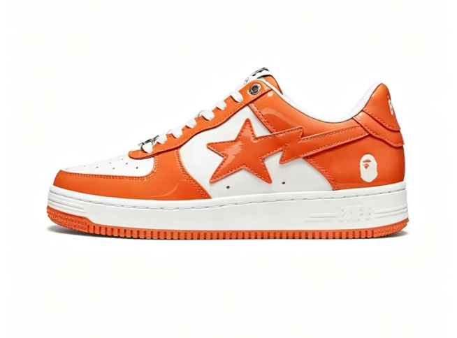 BAPE STA Color-Block Low-Top Sneakers | Grey, Black, Orange & Blue