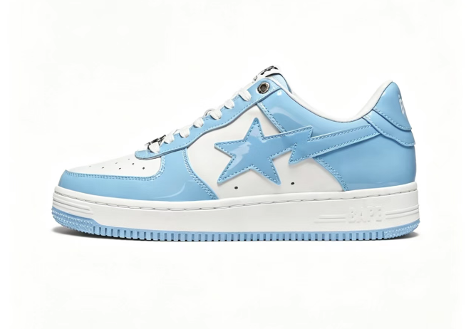 BAPE STA Color-Block Low-Top Sneakers | Grey, Black, Orange & Blue