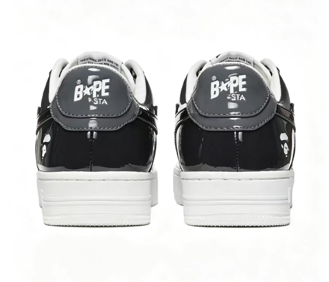 BAPE STA Color-Block Low-Top Sneakers | Grey, Black, Orange & Blue