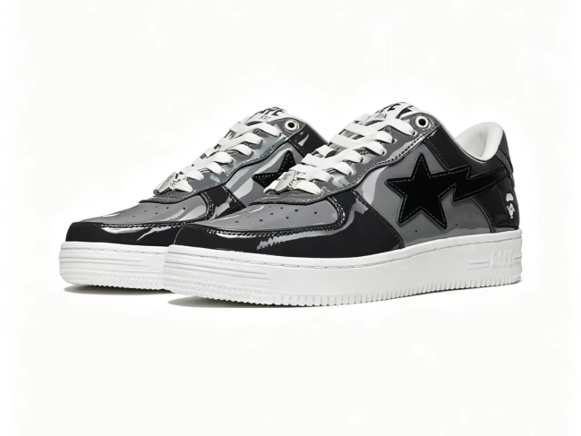 BAPE STA Color-Block Low-Top Sneakers | Grey, Black, Orange & Blue