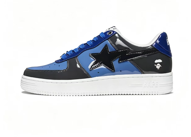 BAPE STA Glossy Color-Block Low-Top Sneakers | Blue & Pink