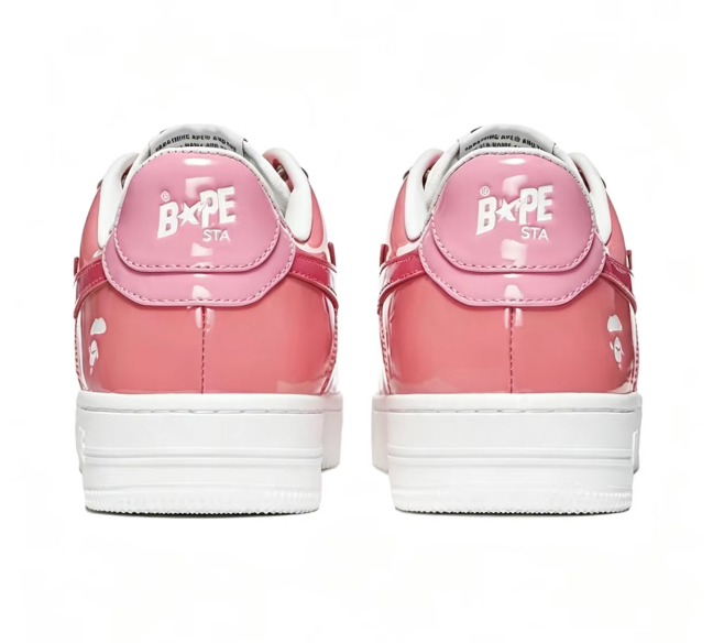 BAPE STA Glossy Color-Block Low-Top Sneakers | Blue & Pink