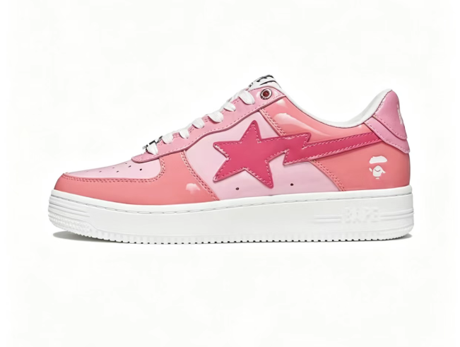 BAPE STA Glossy Color-Block Low-Top Sneakers | Blue & Pink