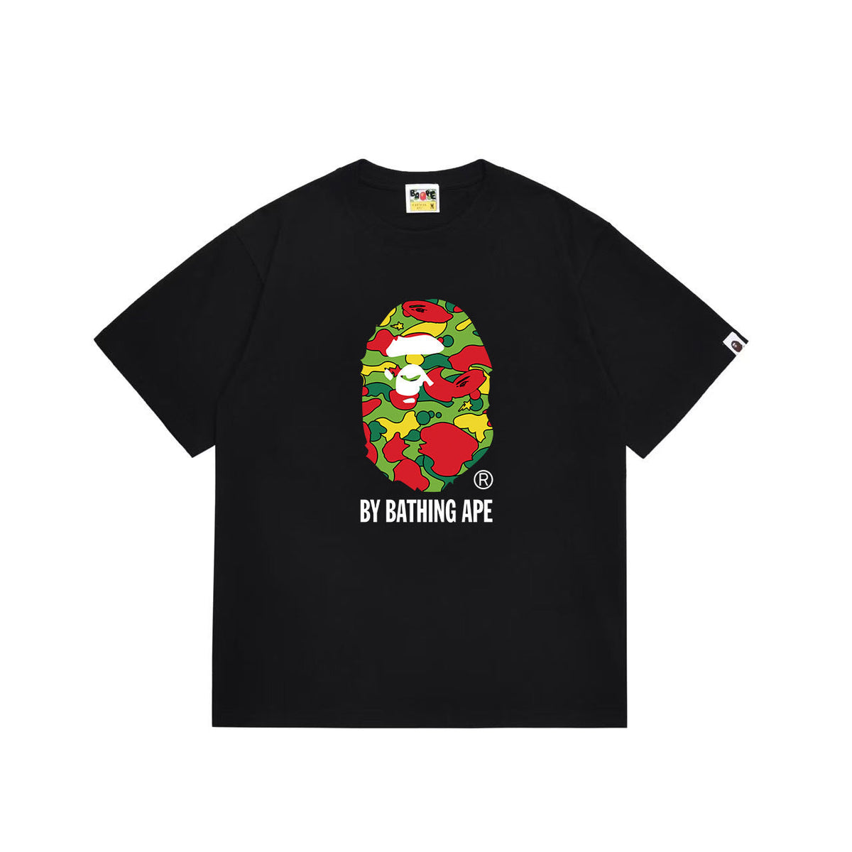 BAPE Red Yellow & Green Camo Ape Head Graphic T-Shirt