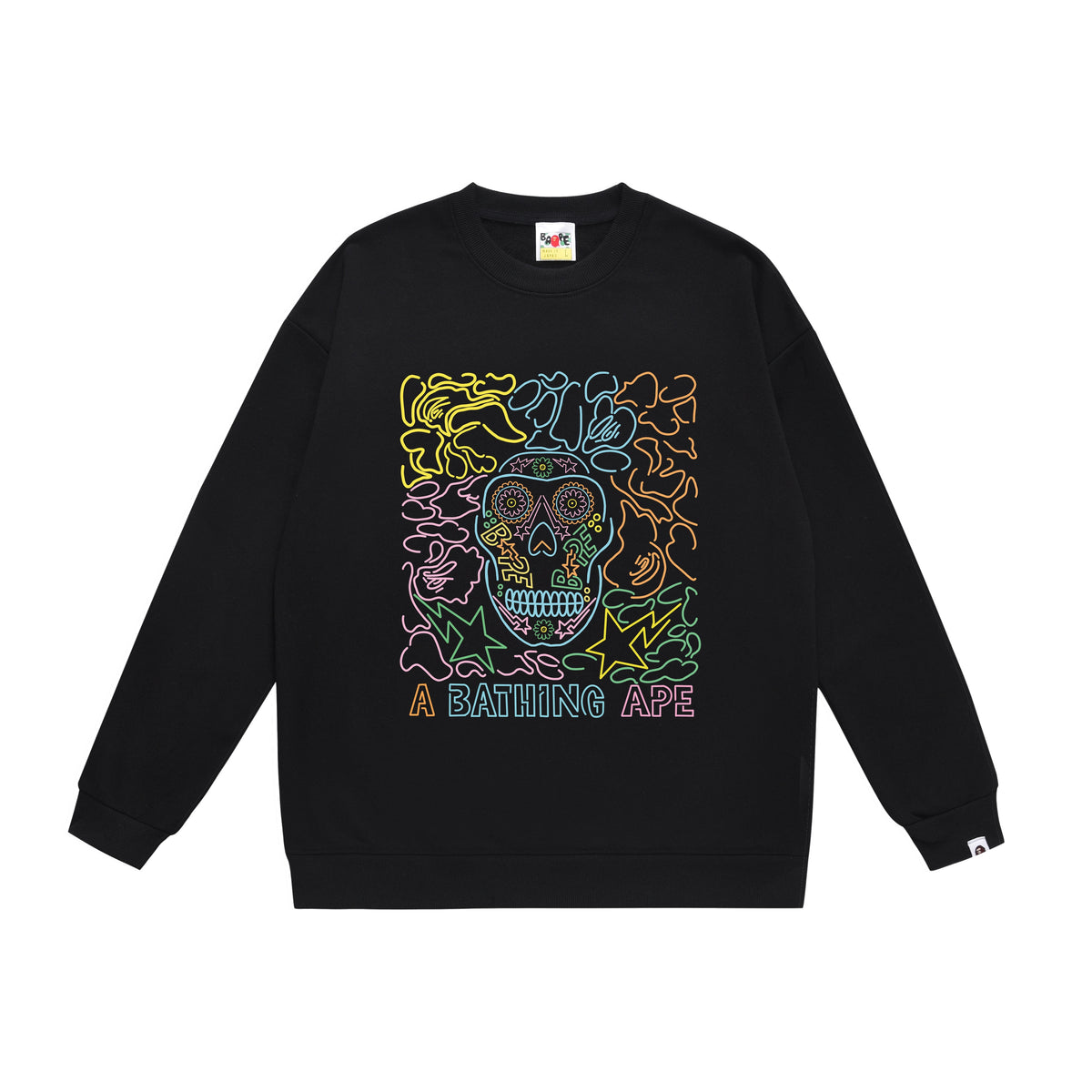 BAPE Multicolor Skull Graphic Crew-Neck Sweatshirt