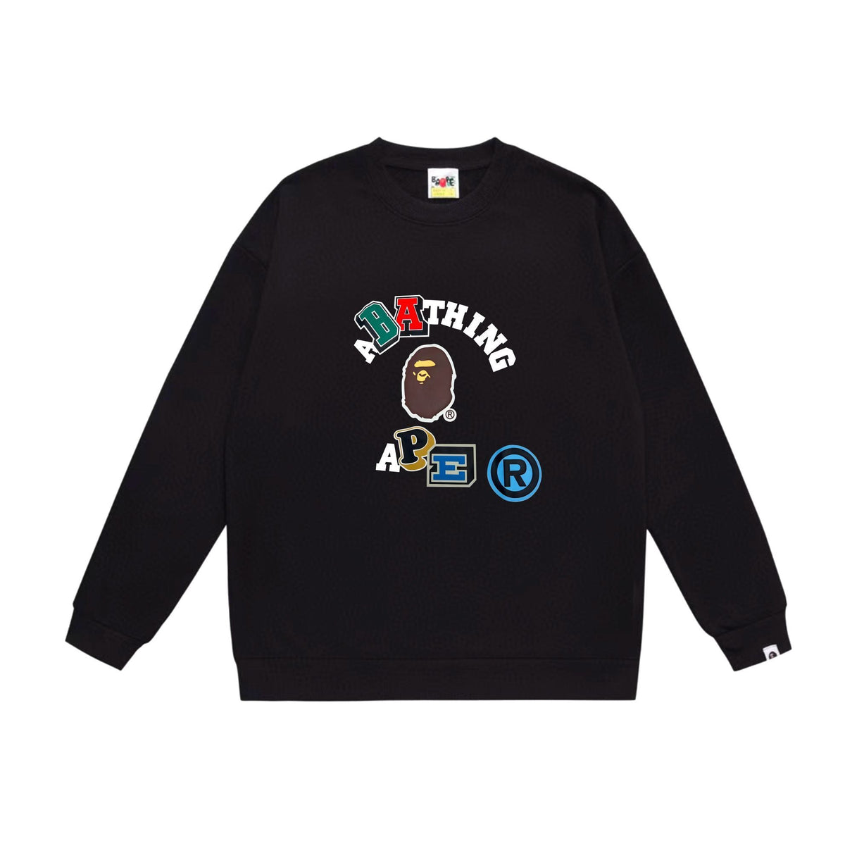 BAPE Mixed-Letter College Logo Crew-Neck Sweatshirt