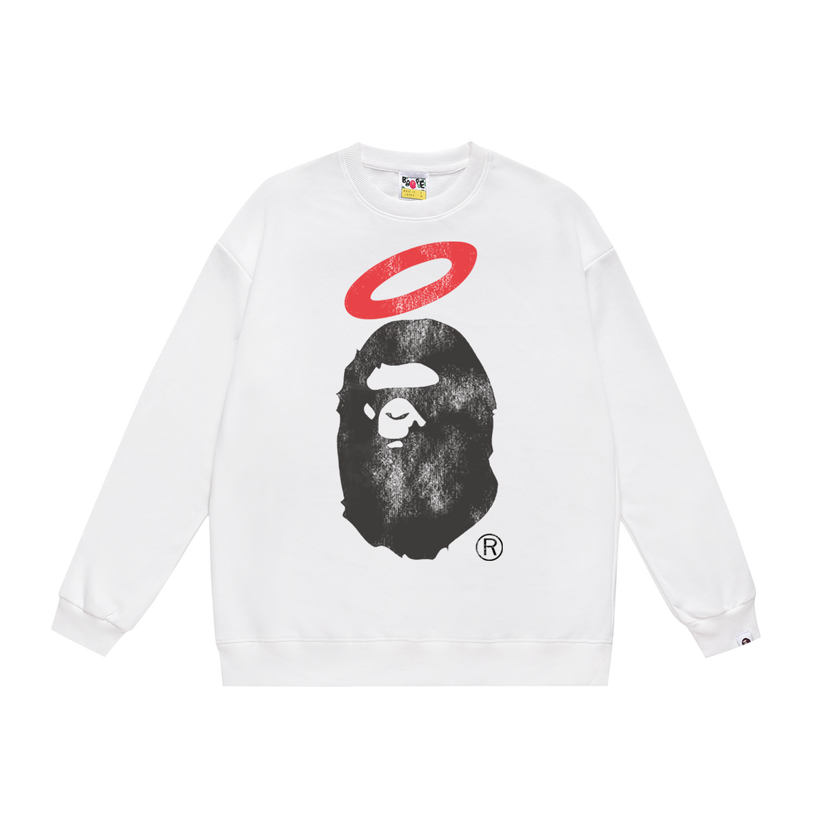 BAPE Halo Ape Head Distressed-Effect Crew-Neck Sweatshirt