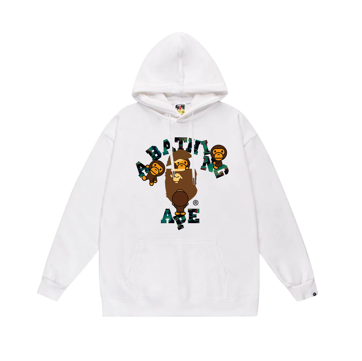BAPE Baby Milo Ape Head & Camo Lettering Pullover Hoodie