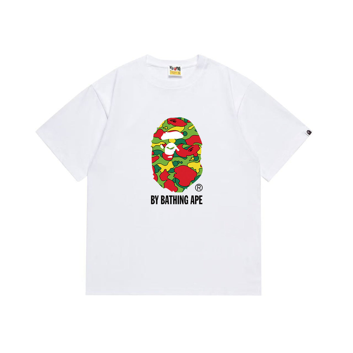 BAPE Red Yellow & Green Camo Ape Head Graphic T-Shirt