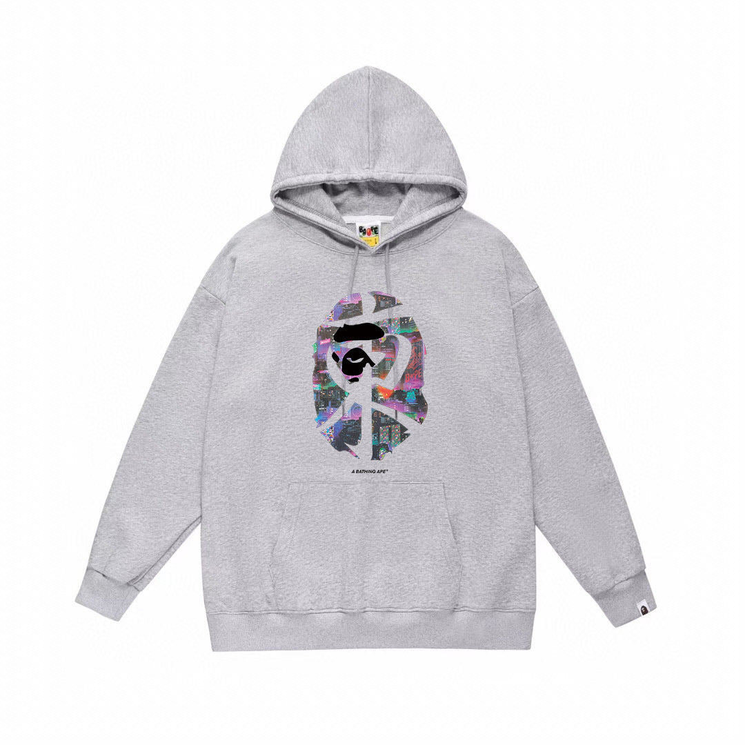 BAPE Neon City Collage Ape Head Pullover Hoodie