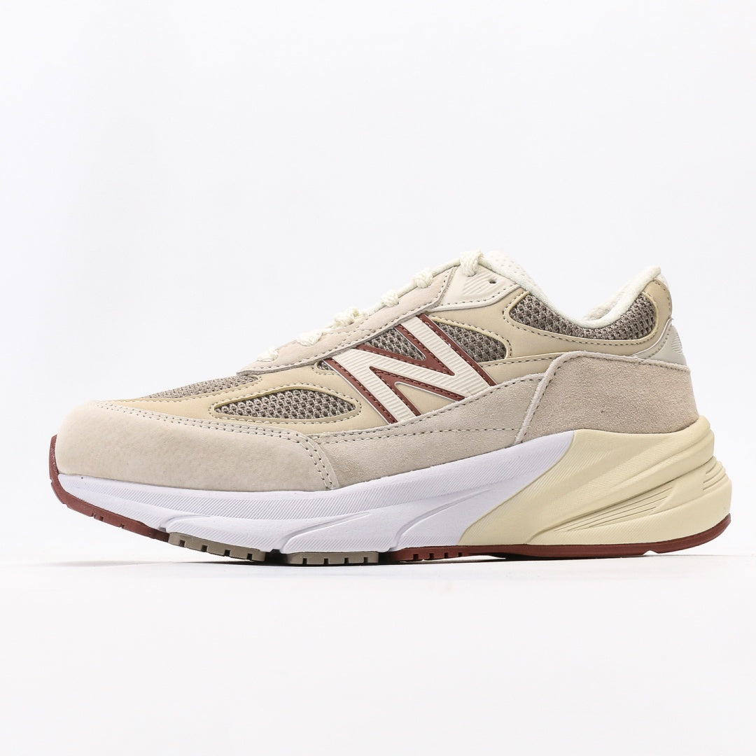 New Balance 990v6 Beige & Burgundy Sneakers