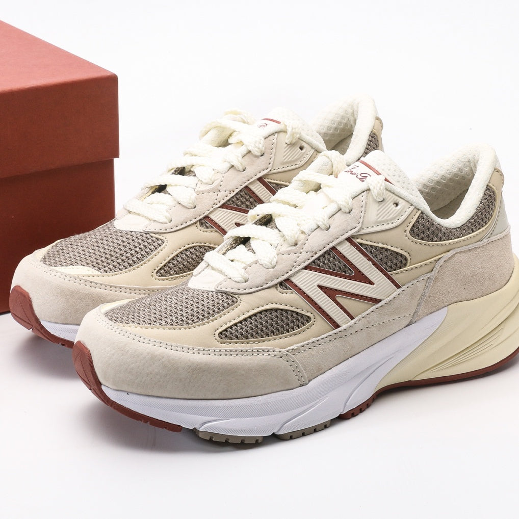 New Balance 990v6 Beige & Burgundy Sneakers