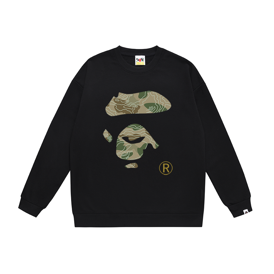 BAPE Topographic Camo Ape Face Crew-Neck Sweatshirt