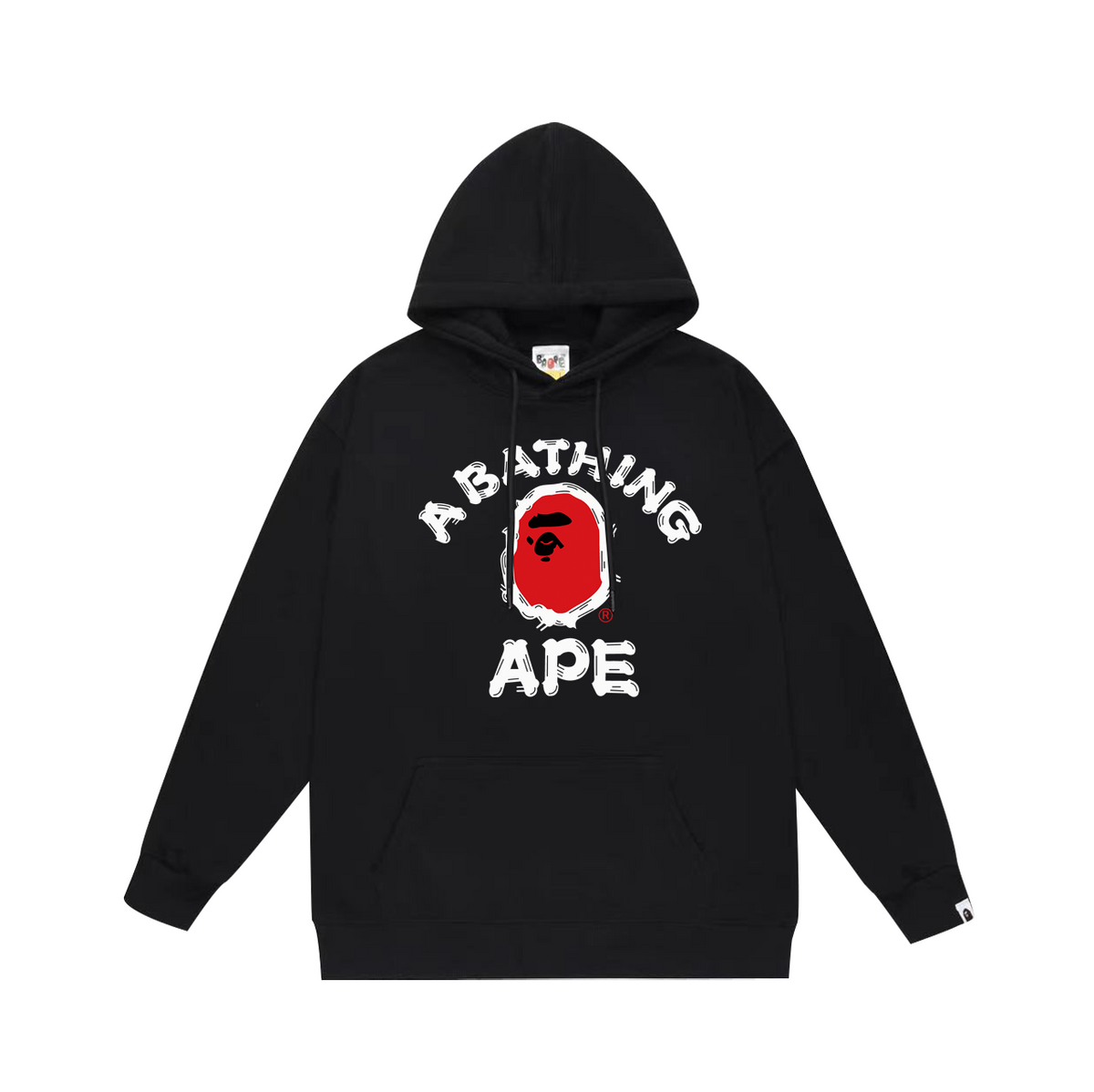 BAPE Red Ape Head Sketch-Style Logo Pullover Hoodie