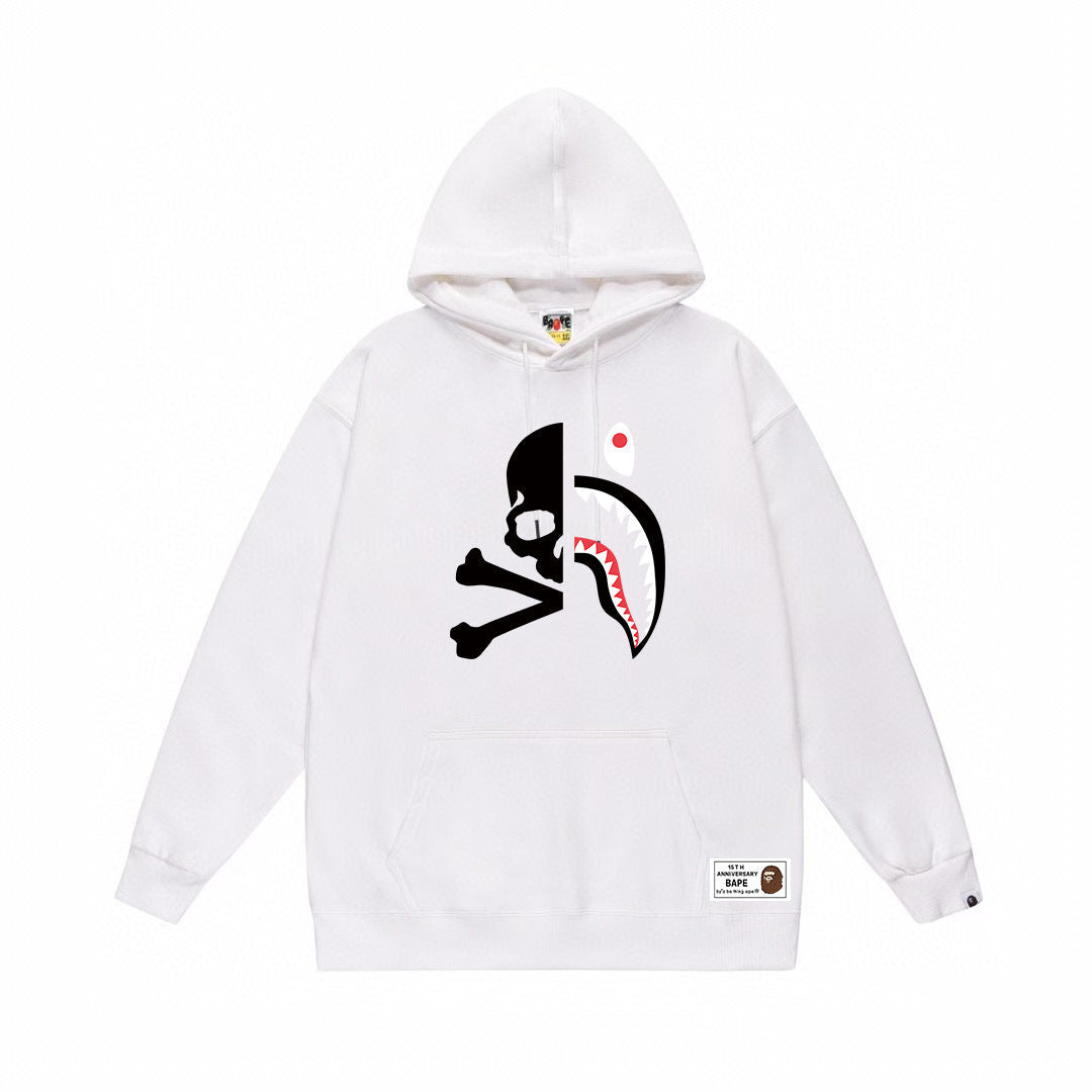 BAPE Split Skull & Shark Face Graphic Pullover Hoodie