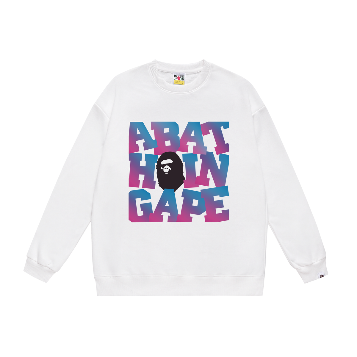 BAPE Gradient Lettering Ape Head Crew-Neck Sweatshirt