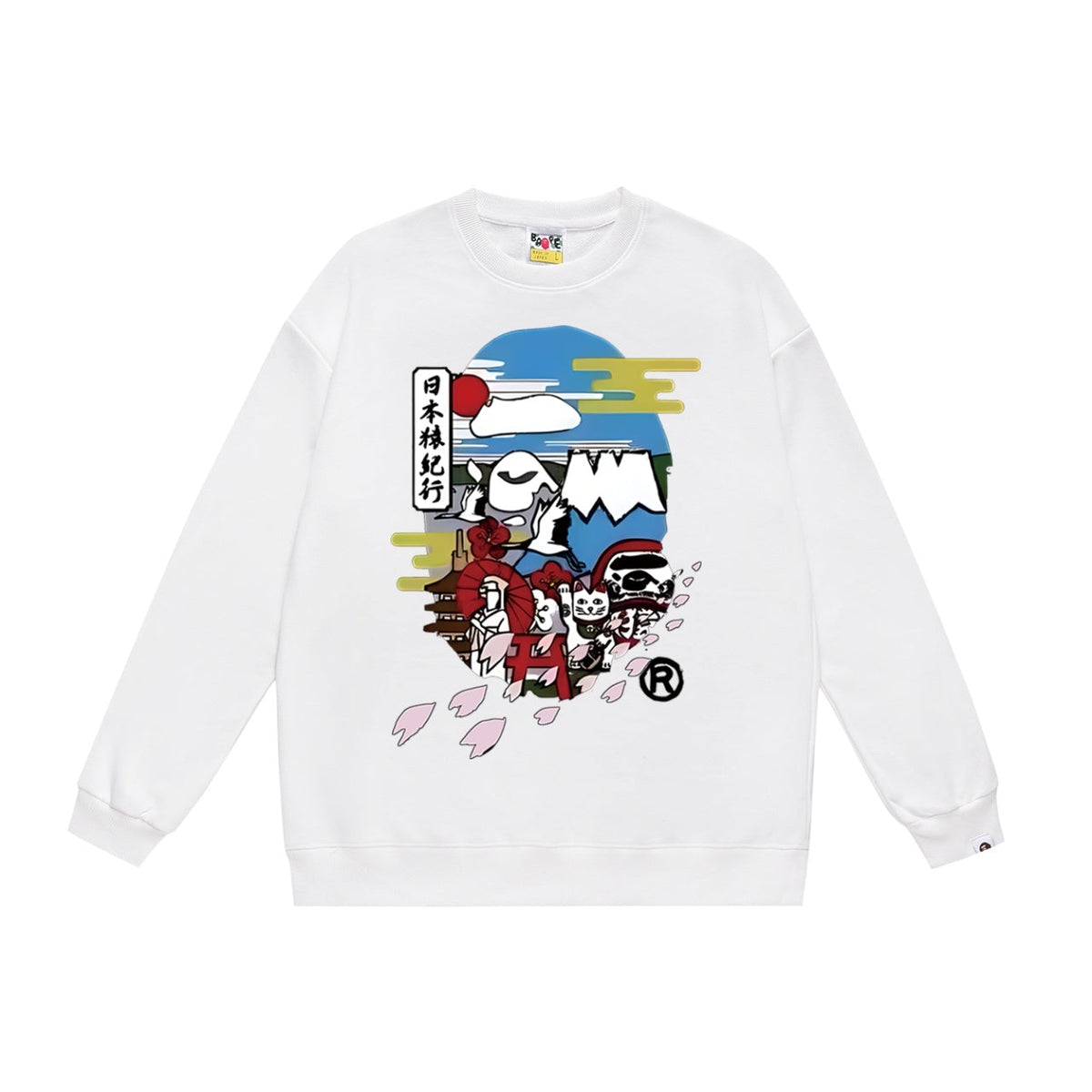 BAPE Japan Travel Collage Ape Head Crew-Neck Sweatshirt