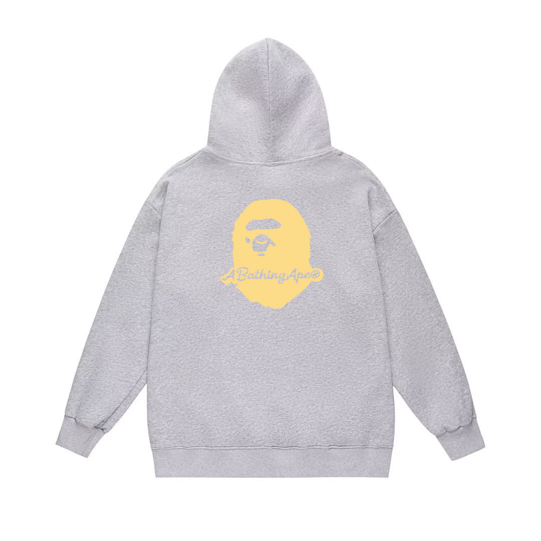 BAPE Yellow Varsity Logo & Blue Star Pullover Hoodie