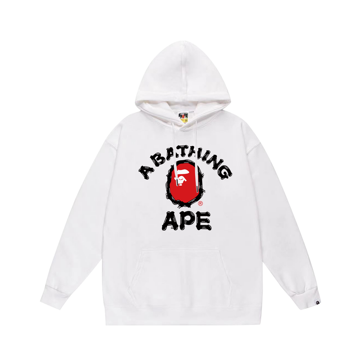 BAPE Red Ape Head Sketch-Style Logo Pullover Hoodie