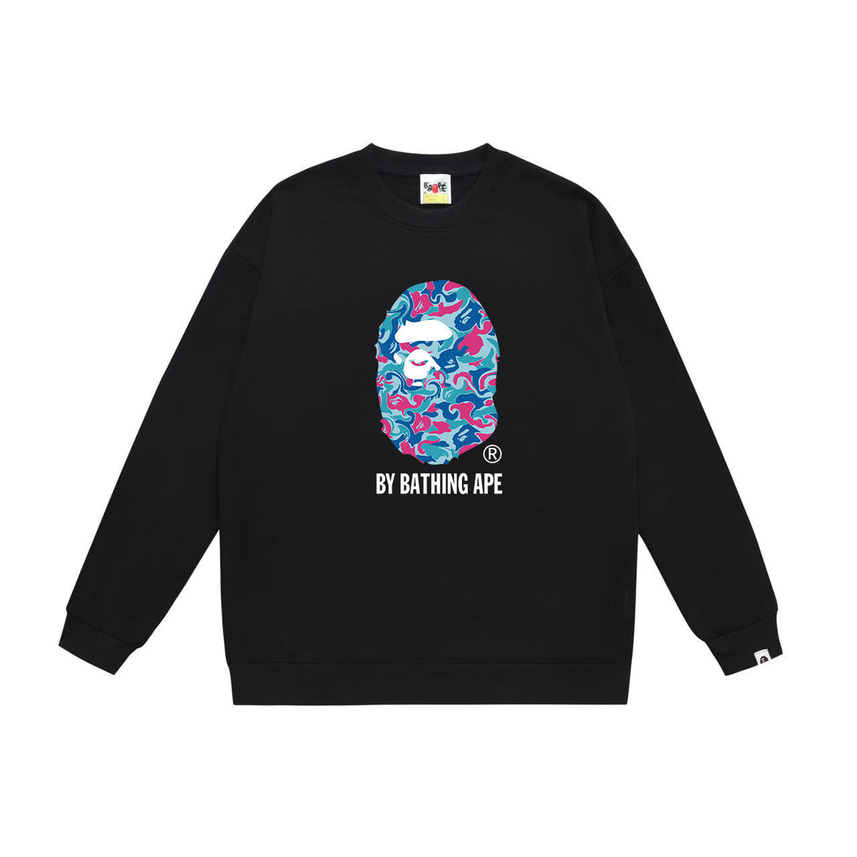 BAPE Blue & Pink Camo Ape Head Crew-Neck Sweatshirt