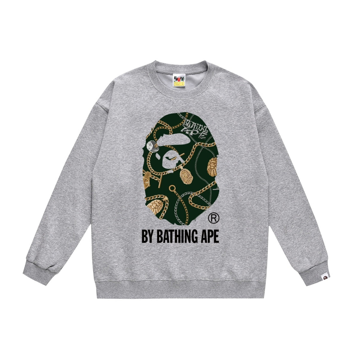 BAPE Chain & Medallion Ape Head Crew-Neck Sweatshirt