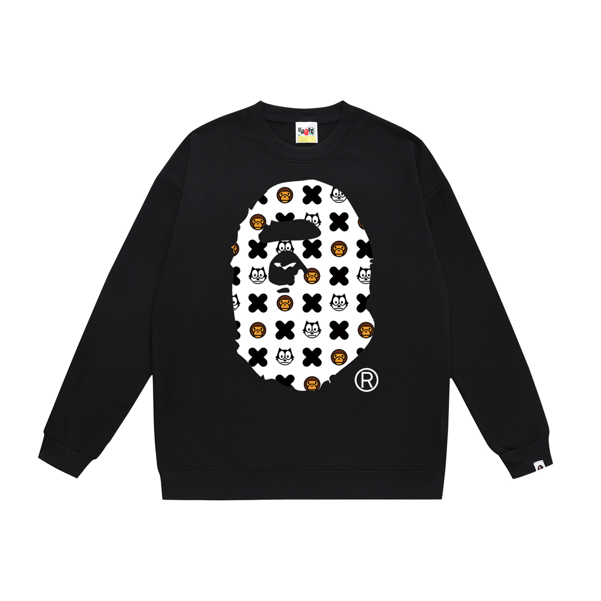 BAPE Baby Milo & Cartoon Cat Pattern Ape Head Sweatshirt