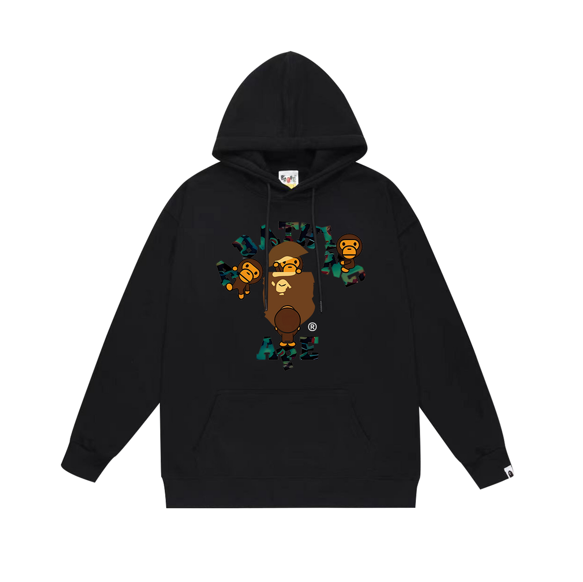 BAPE Baby Milo Ape Head & Camo Lettering Pullover Hoodie