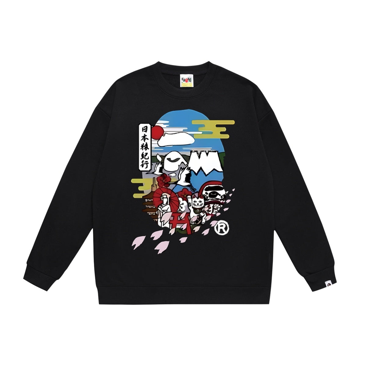BAPE Japan Travel Collage Ape Head Crew-Neck Sweatshirt