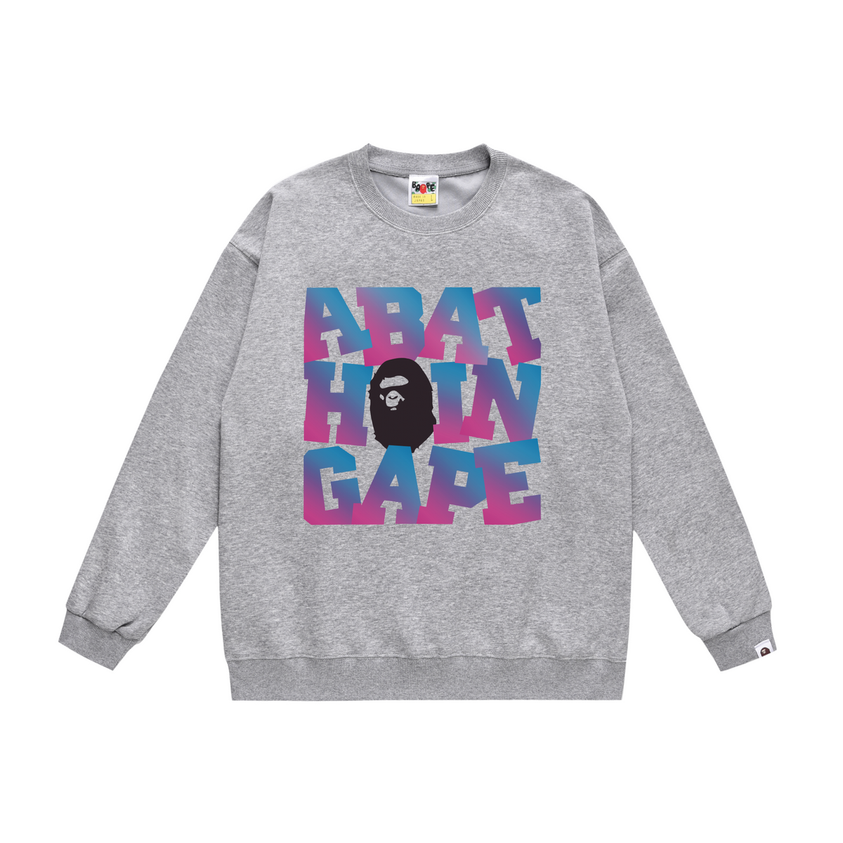 BAPE Gradient Lettering Ape Head Crew-Neck Sweatshirt