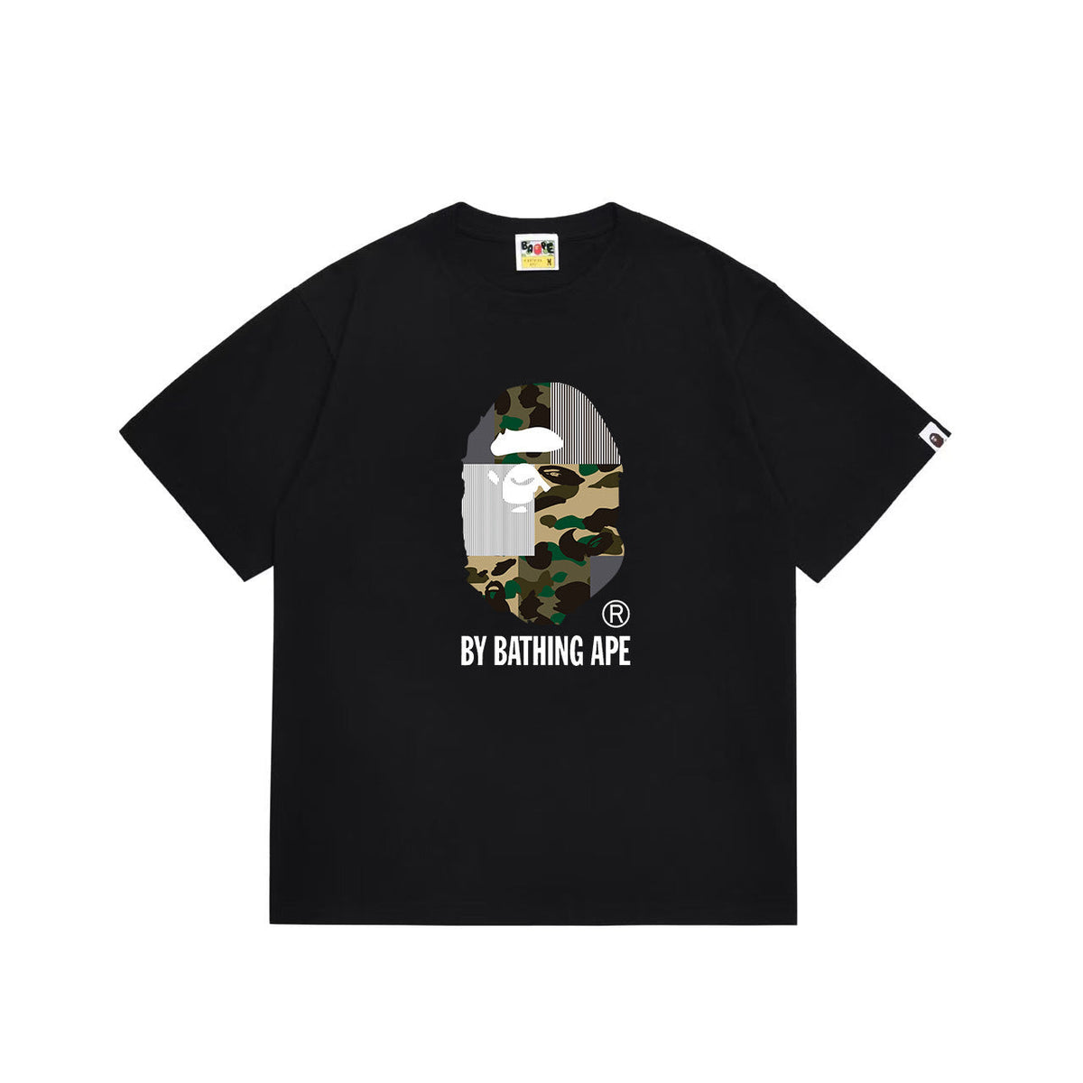 BAPE Camo & Stripe Collage Ape Head Graphic T-Shirt