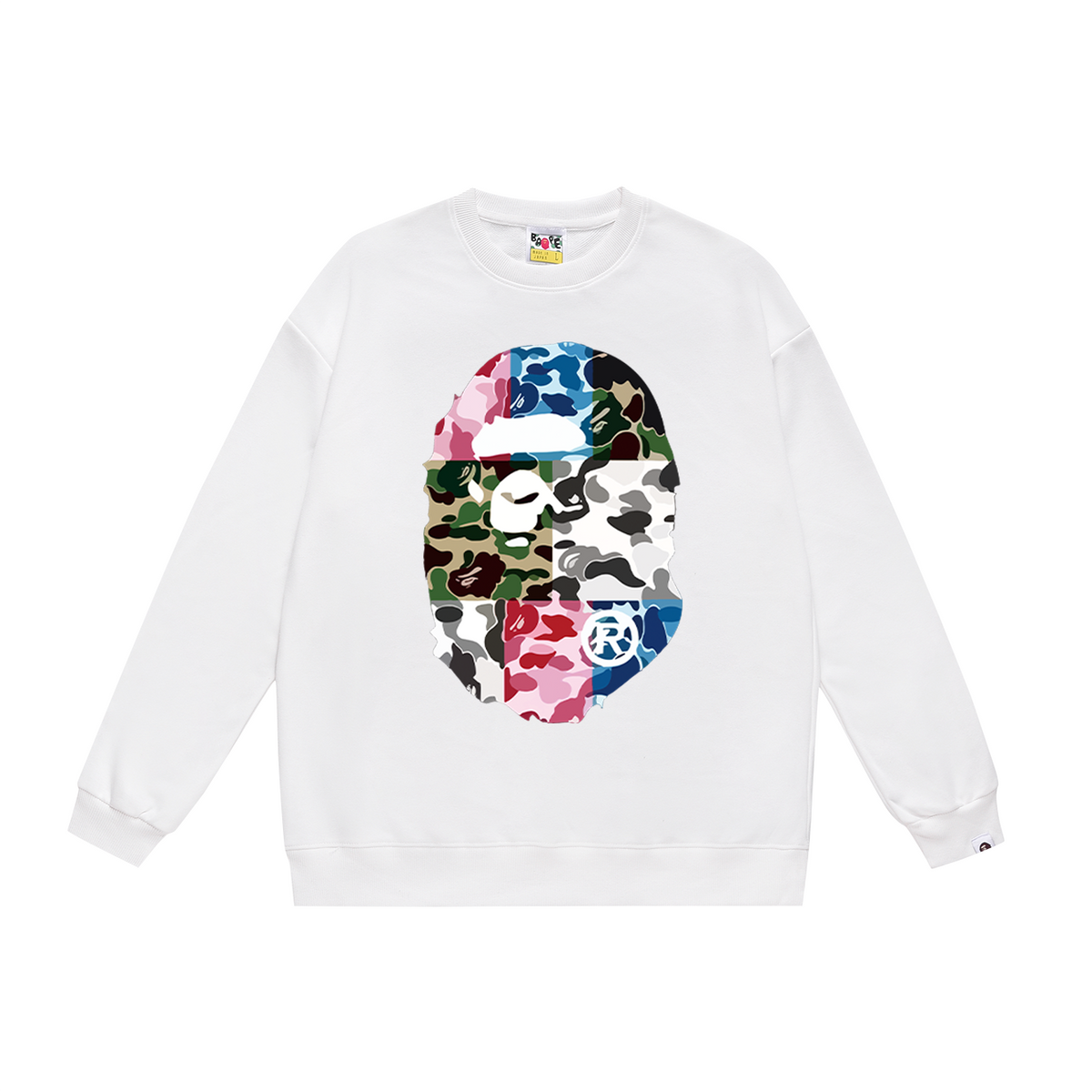 BAPE Patchwork-Style Camo Ape Head Crew-Neck Sweatshirt
